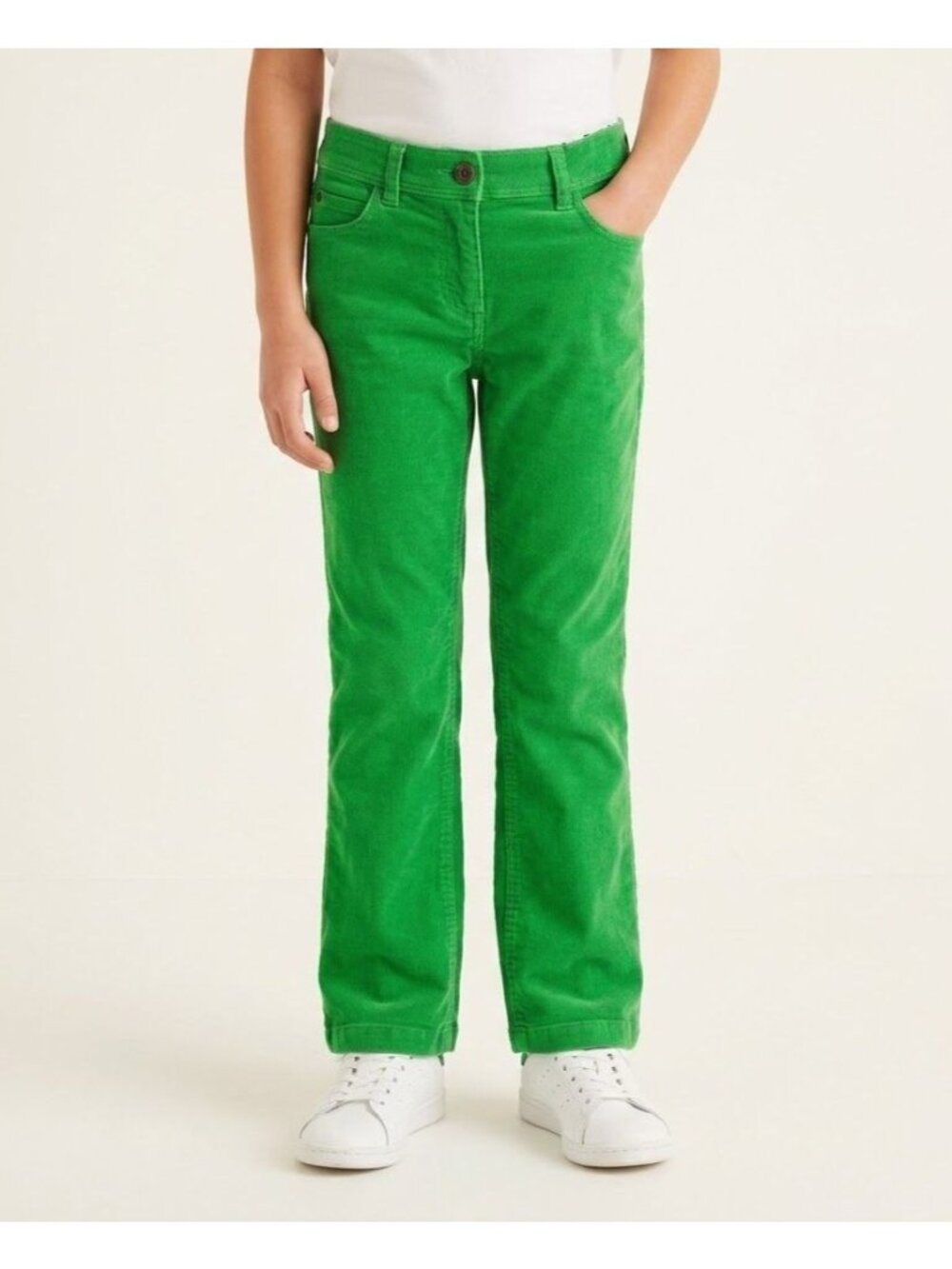 Mini Boden Girls Size 9Y Green Corduroy 5-Pocket Cotton Blend Bootcut Leg Pants